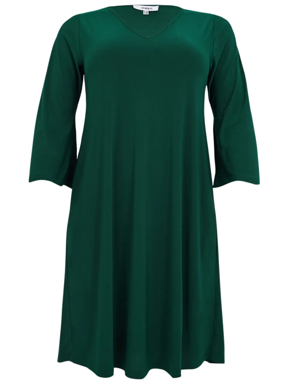 Yoek Jurk met V-hals | Dark Green, foto 4