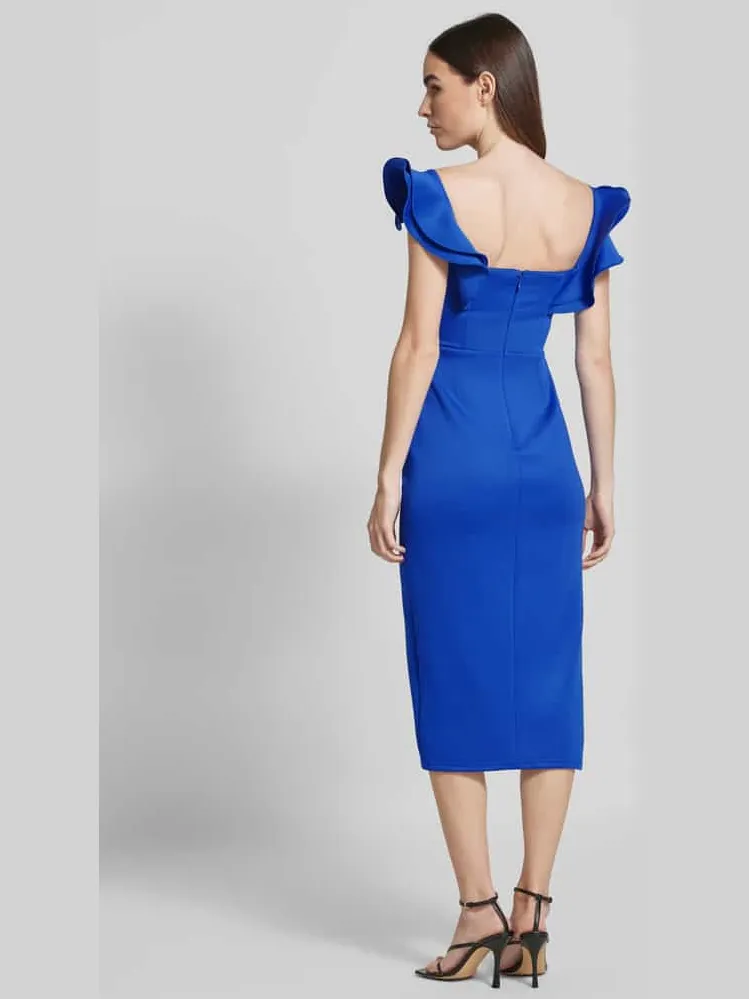 Lipsy Knielange cocktailjurk met loopsplit bleu, foto 3