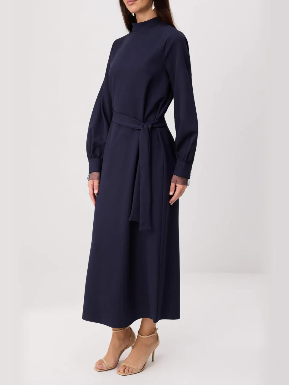Trendyol Modest Dames Donkerblauw Effen Maxi Lang Casual A-lijn Modest Jurken marineblauw/blauw, foto 2