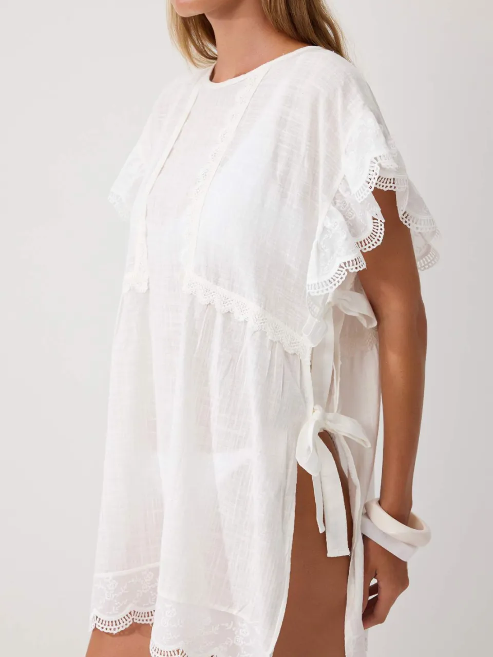 Trendyol TRENDYOLMİLLA Dames Wit Effen Extra Kort / Super Mini Kort Strandkleding Recht Strandjurken, foto 2