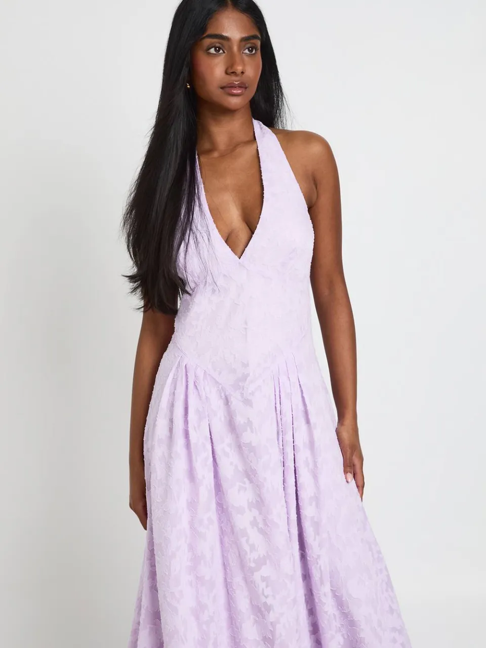 boohoo Dames Burnout Halter Midaxi Jurk lila, foto 3