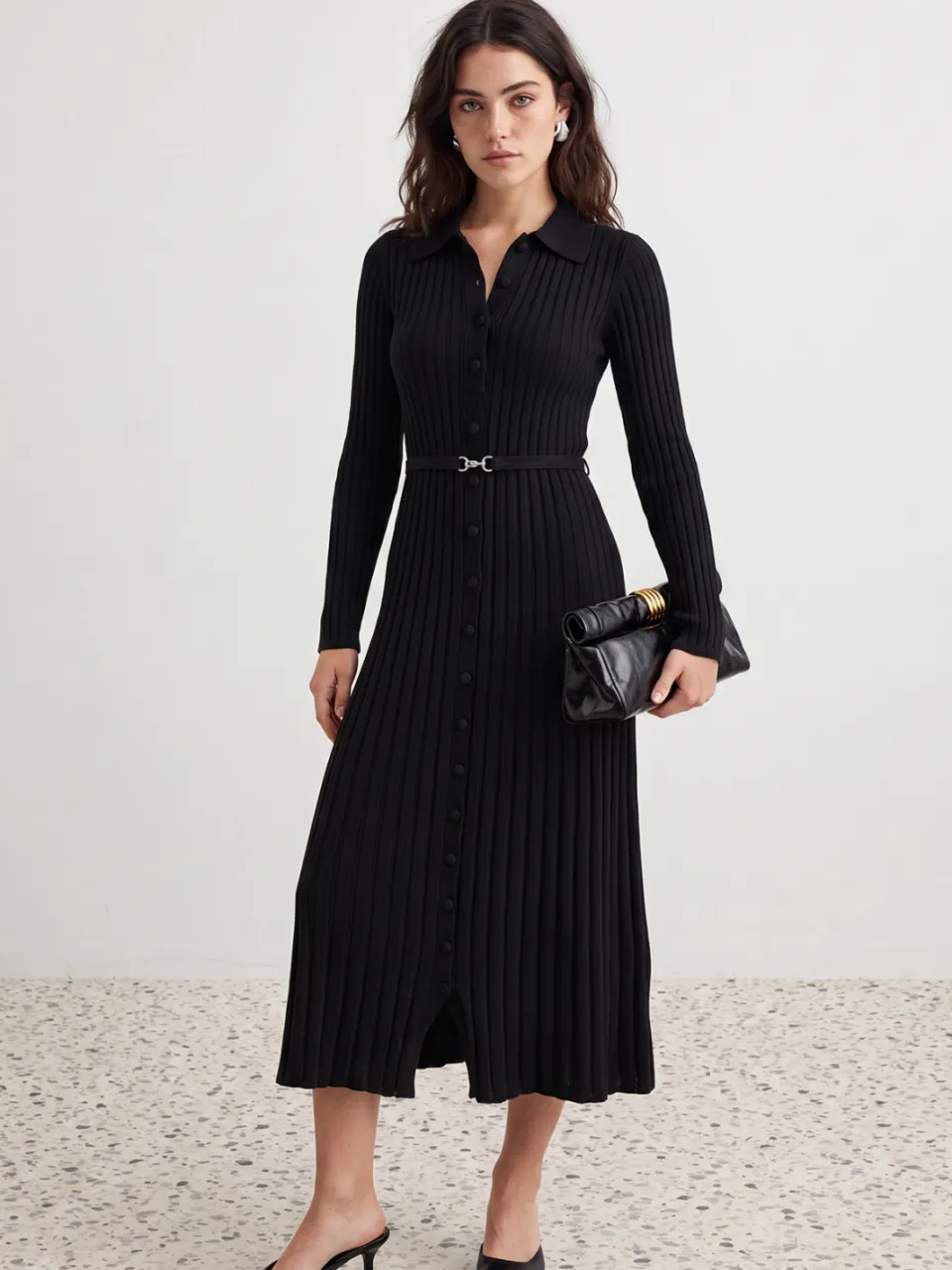 Trendyol Modest Dames Zwart Effen Midi Lang Casual A-lijn Modest Jurken