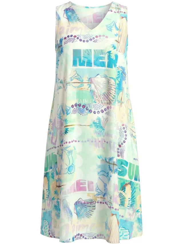 Laurasøn Dames - Strappy jurk V-hals A-lijn - Lichtblauw - Maat 52+
