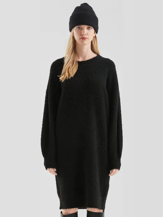 QS female - Fluffy gebreide jurk zwart