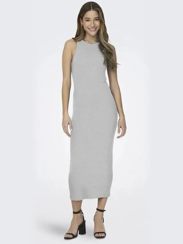 Only Betty Lange Jurk Zonder Mouwen Grijs M Vrouw Light Grey Melange