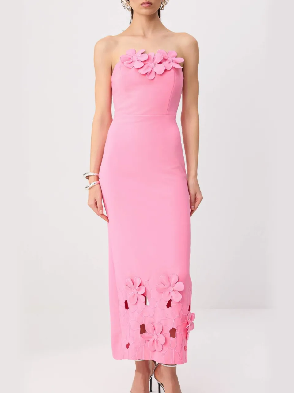 Trendyol TRENDYOLMİLLA Dames Roze Effen Maxi Mouwloos Recht Jurken, foto 2