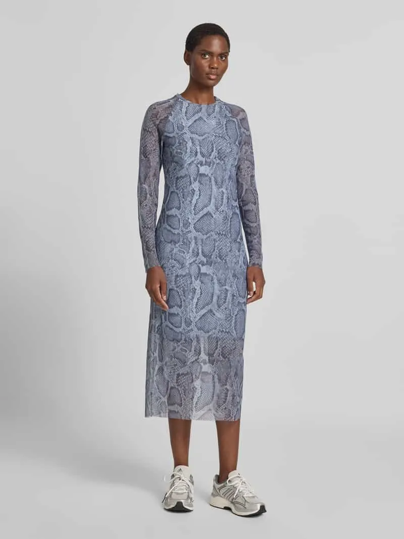 Marc Cain Midi-jurk met slangenmotief Rookblauw