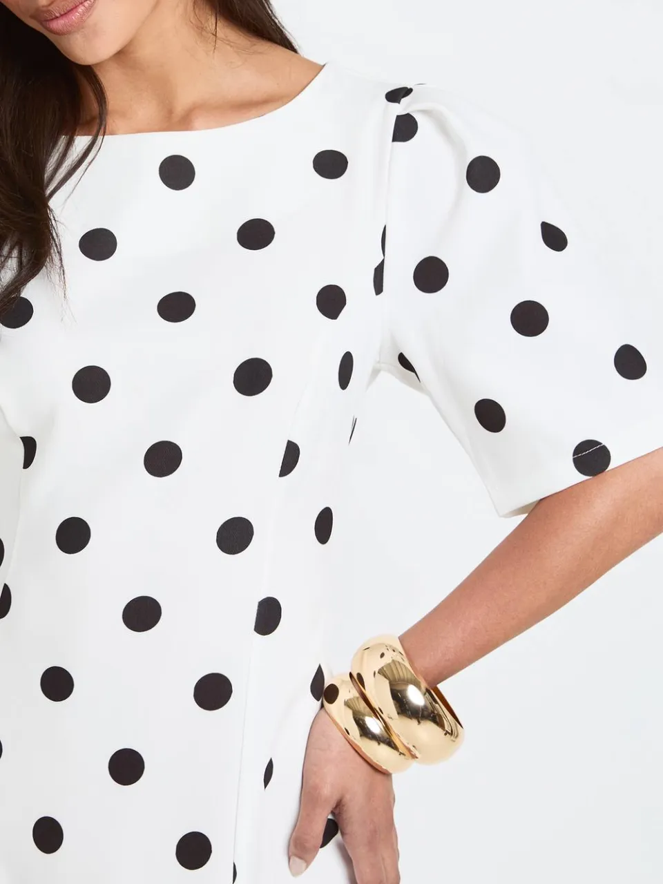 boohoo Dames Gestructureerde Mini-jurk Met Polkadots En Naaddetails ivoor, foto 4