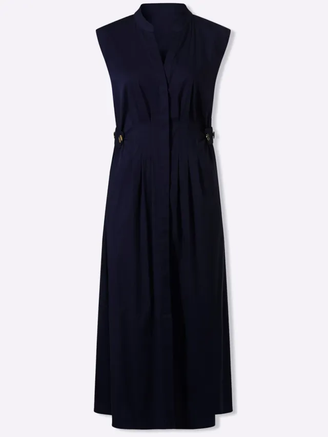 Geweven jurk marine
