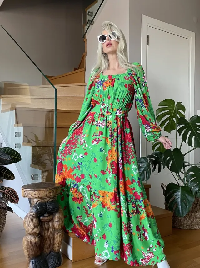 sirmaza Blousejurk/SIRMAZA/GROEN/BLOEMIG