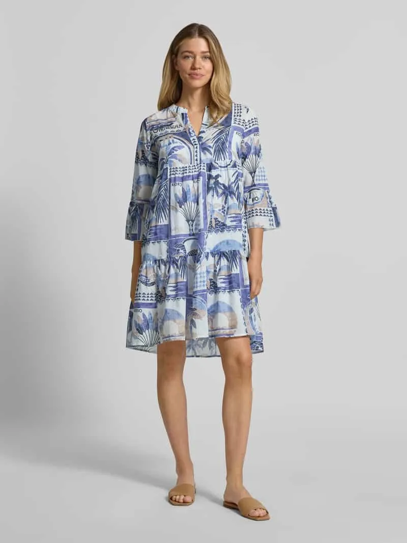 Emily Van den Bergh Tunikajurk in allover-look met V-hals bleu, foto 3