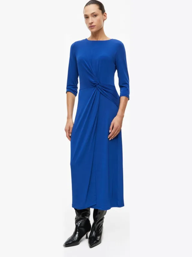 S.Oliver female - Jurk met wikkel-look en knoopdetail koningsblauw