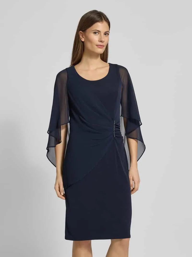 Vera Mont Knie-lange cocktailjurk met ronde hals Donkerblauw