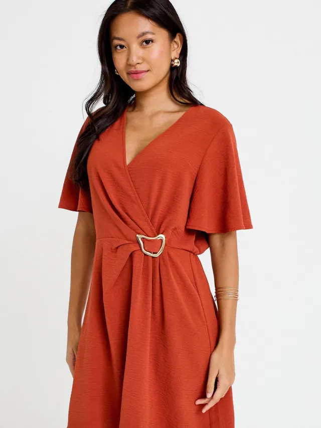 Cache Cache mini wikkeljurk met plooien - donkeroranje Donker oranje