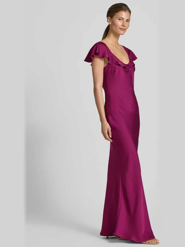 Vero Moda Vloeiende avondjurk van satijn model 'RITA' helder paars, foto 2