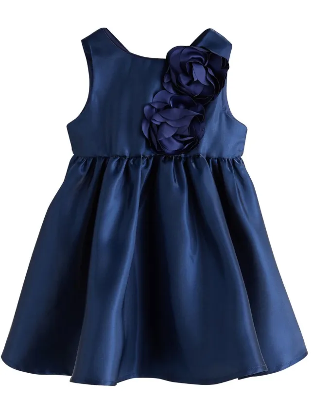 Next Meisjes - Feestjurk met 3D-corsage - Blauw Metalic Blue