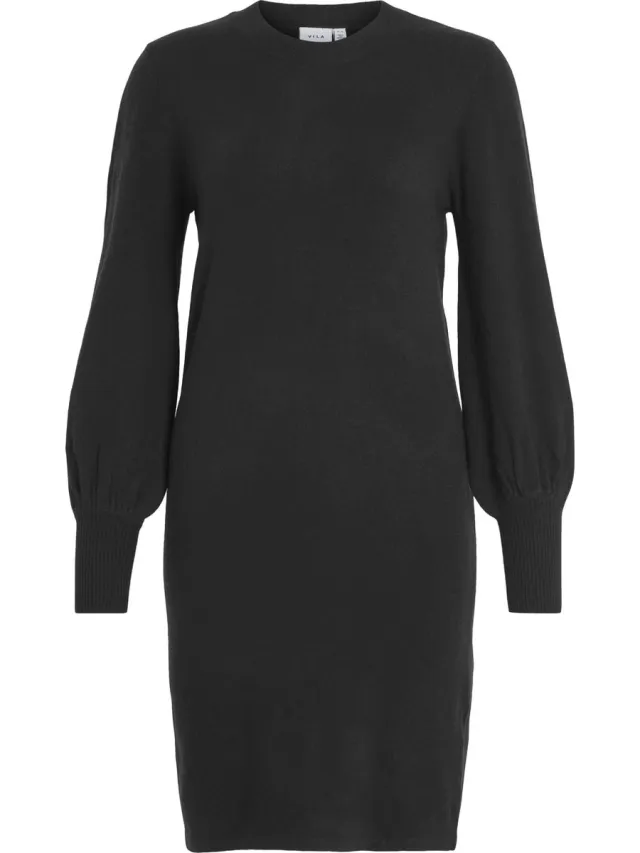Vila O-Neck Knit Jurk Dames black beauty