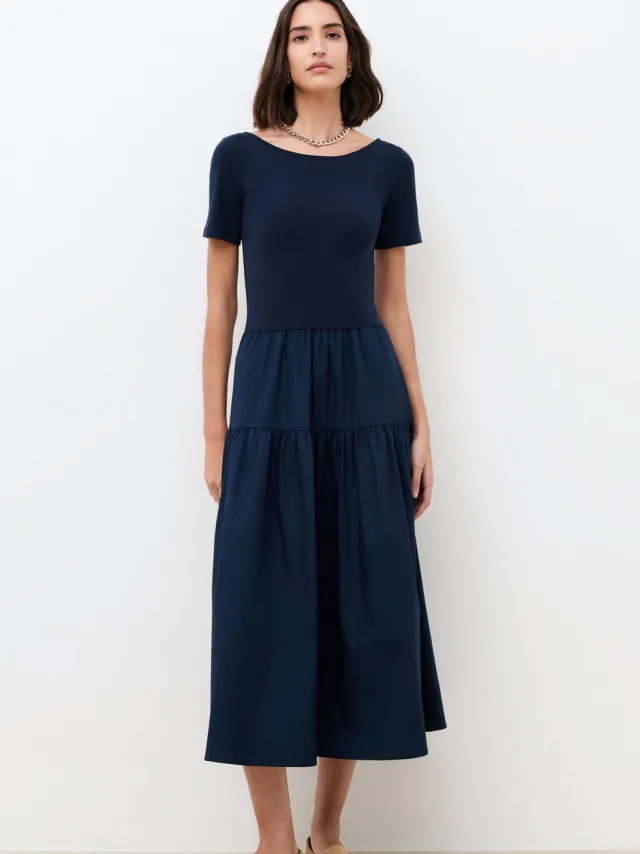 Caroll midi jurk marineblauw