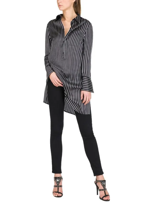 Replay W9440 Korte Jurk Met Lange Mouwen Wit,Zwart S Vrouw White / Black