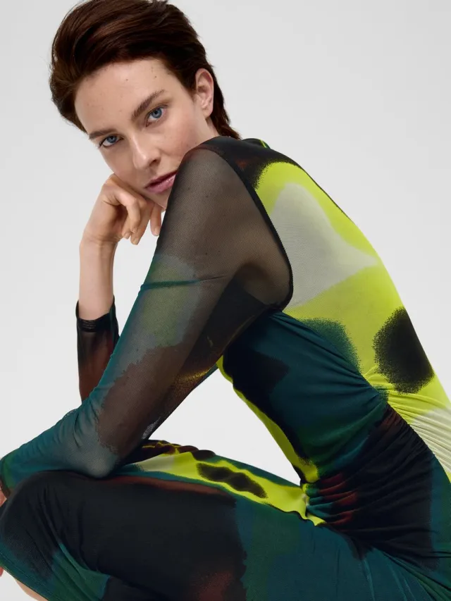 S.Oliver female - Maxi-jurk van mesh zwart