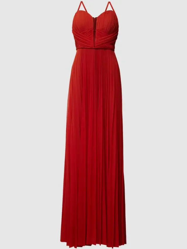 TROYDEN COLLECTION Avondjurk met plissévouwen roestrood, foto 2