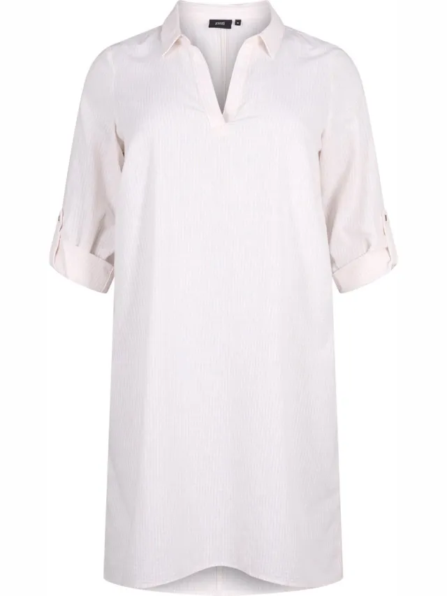 Zizzi VFLEX, 3/4, ABK DRESS Dames Jurk - Sand - Maat L (50-52) Beige
