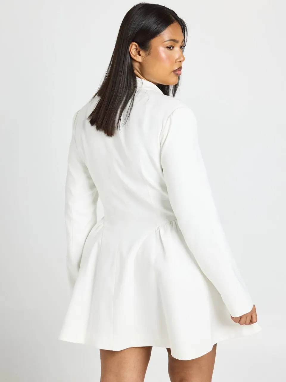 boohoo Dames Plus Skater Rok Blazer Jurk ivoor, foto 2