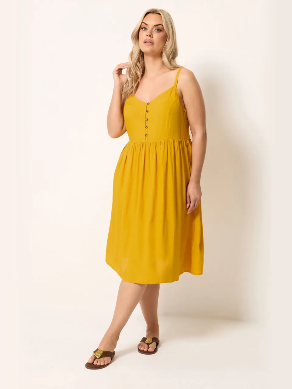 Yours Gele Midijurk Met Bandjes geel, foto 3