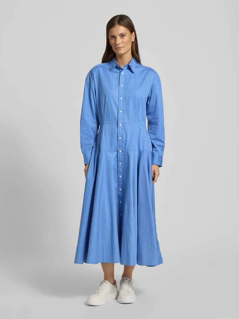 Polo Ralph Lauren Getailleerde blousejurk van puur katoen Blauw