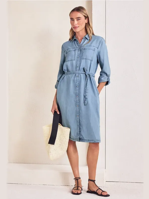 Street One Knielange jurk in een verwassen look Blauw
