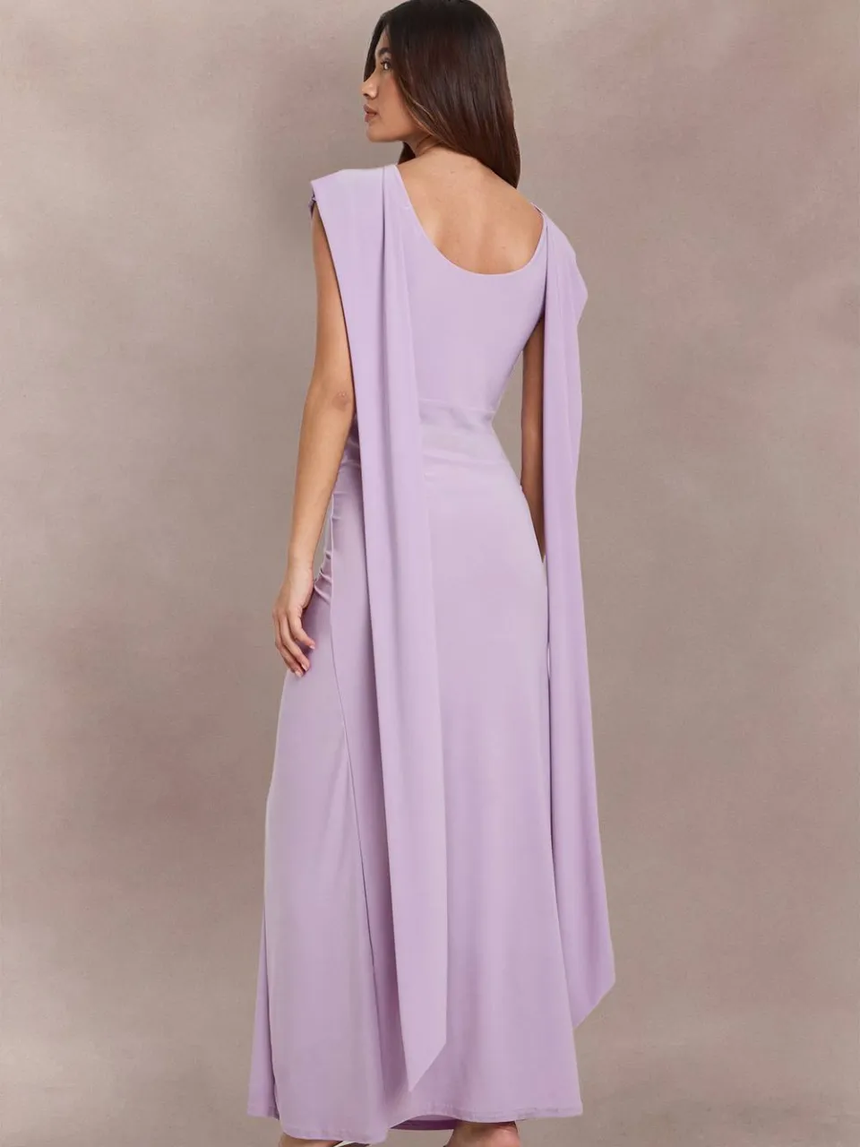 boohoo Dames Dubbellaags Slinky Maxi Jurk Met Aangeknipte Hals En Gedrapeerd Voorpand lila, foto 2