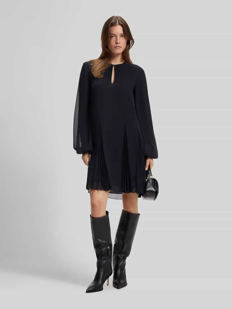 Boss Loose fit vrijetijdsjurk met plissé-details model 'Donottati' Marineblauw