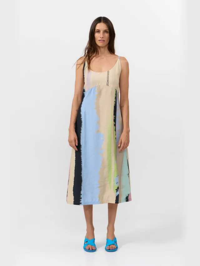 SUITE13LAB dames vegan Jurk Saja Print Ones Multicolour Beige