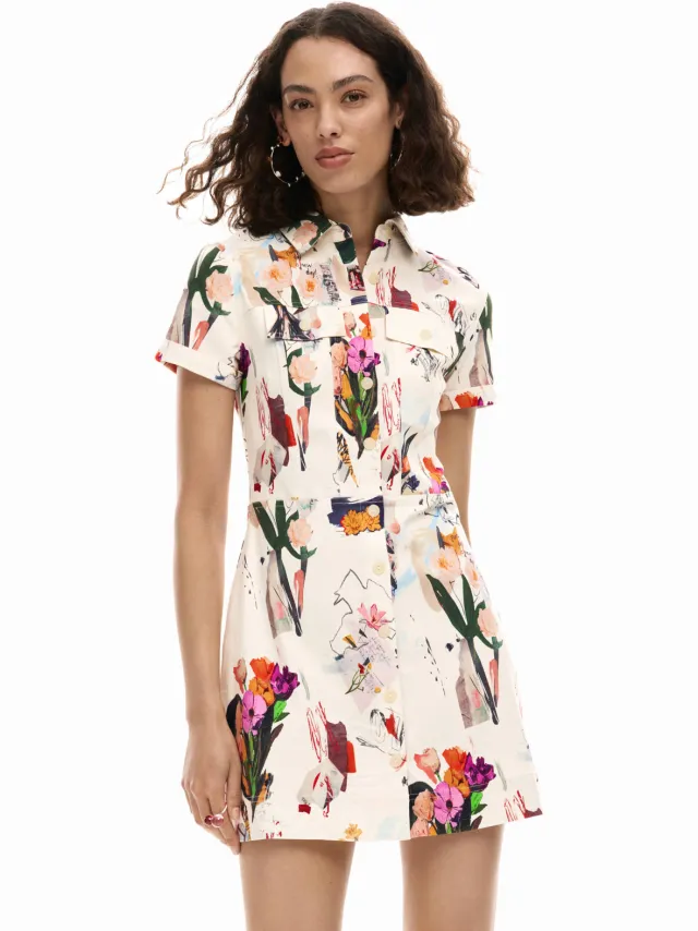 Desigual blousejurk met all over print wit Wit/multi