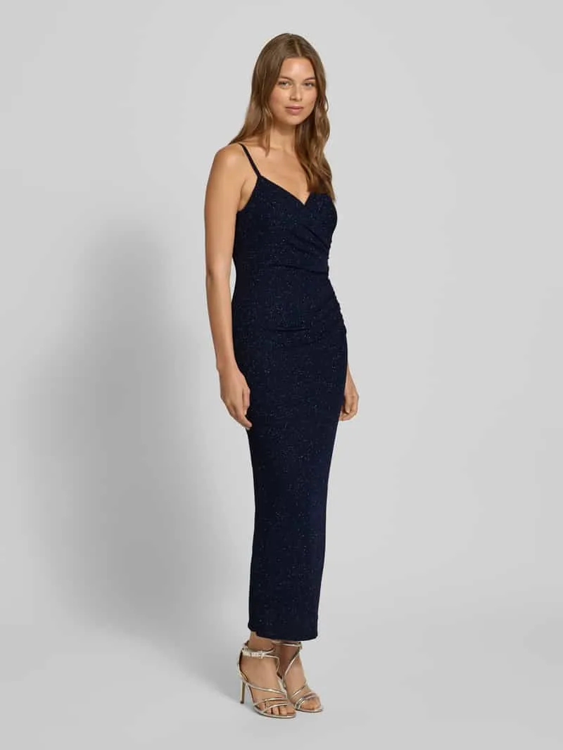 TROYDEN COLLECTION Avondjurk met V-hals en plooien donkerblauw, foto 3