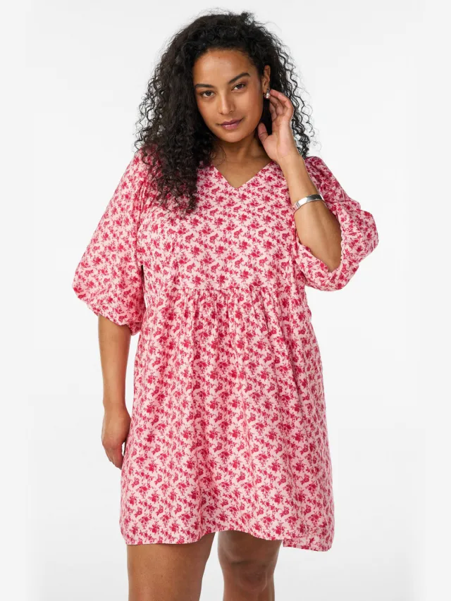 Zizzi gebloemde zomerjurk roze