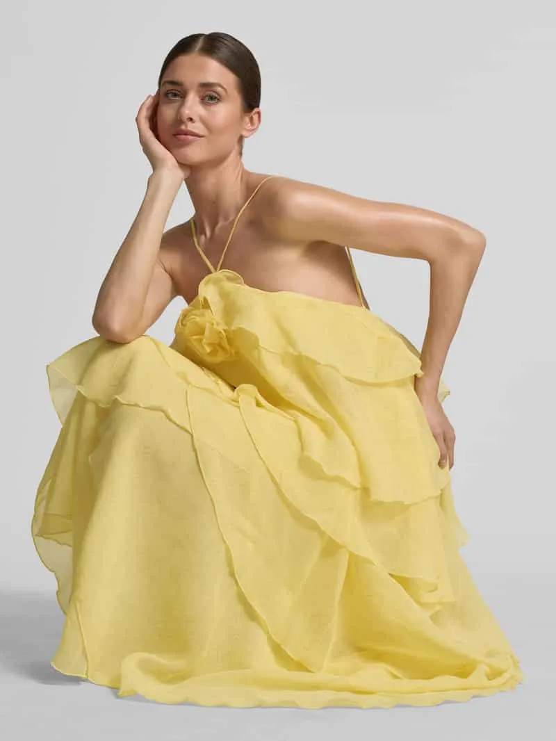 Vero Moda Maxi-jurk met 3d-ruchedetails model 'DELILAH' lichtgeel, foto 5