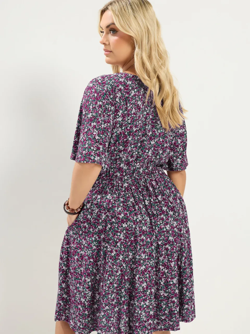 Yours Roze Smock Minijurk Met Fijne Bloemenprint, foto 3