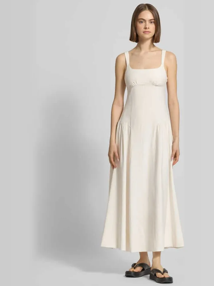 Topshop maxi-jurk met ronde hals model 'VIOLA' Offwhite