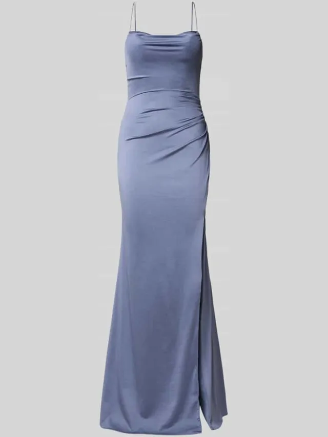 Laona slim fit avondjurk met plooien blauw, foto 2