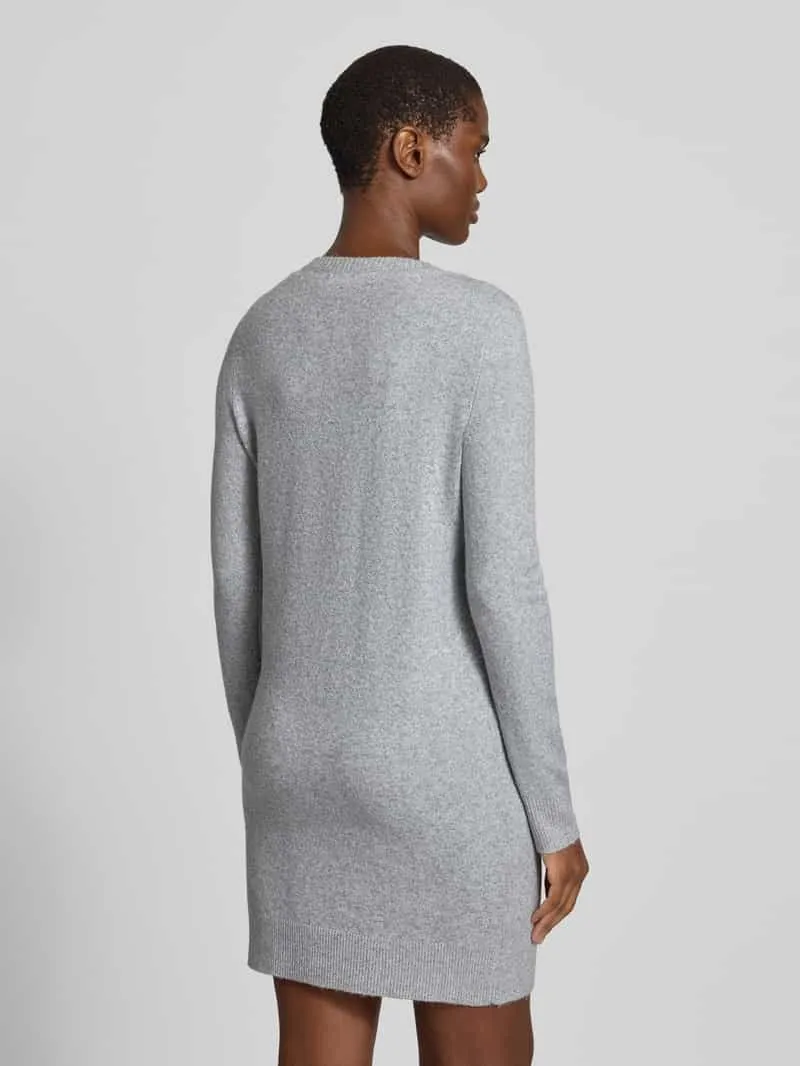 Vero Moda Getailleerde tricotjurk met ronde hals model 'DOFFY' lichtgrijs gemêleerd, foto 3