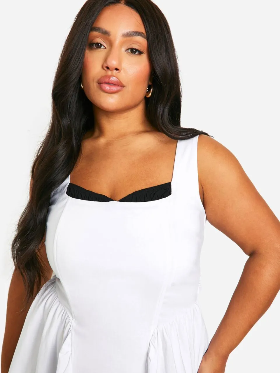boohoo Dames Plus Bengaline Melkmeisje Mini Jurk wit, foto 4