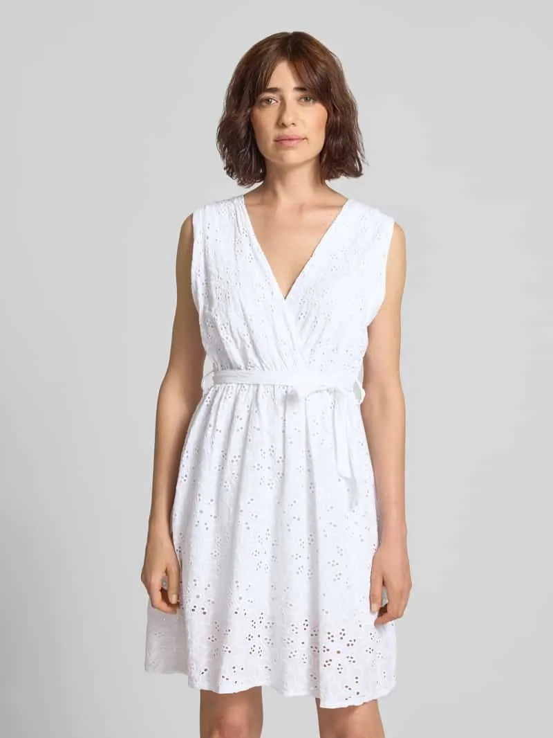 ZABAIONE Mini-jurk in wikkellook met ajourwerk model 'Ma44ya' Wit