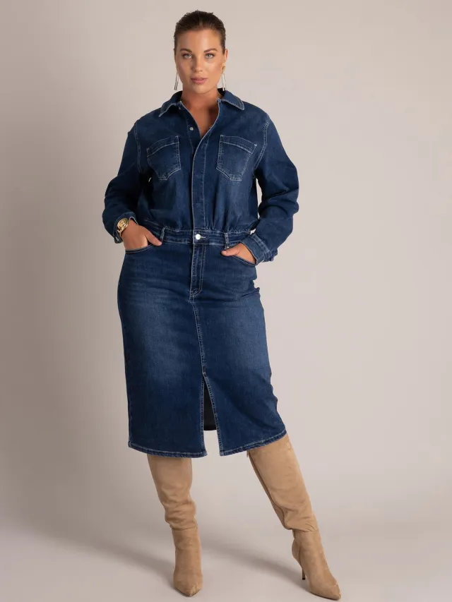 Yest Curve jurk YCviola Dark Blue Denim