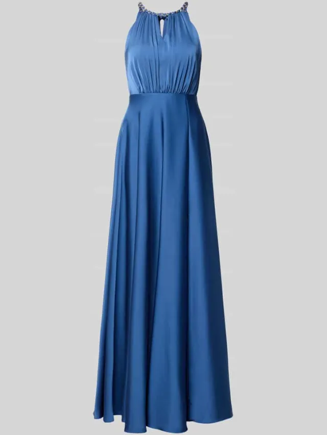 Jake*s Cocktail maxi-jurk met halter met vlechtketting en diep rugdecolleté bleu gemêleerd, foto 2
