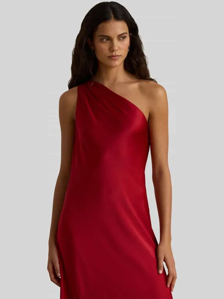 Lauren Ralph Lauren One-shoulder jurk met asymmetrisch rugdecolleté rood, foto 2