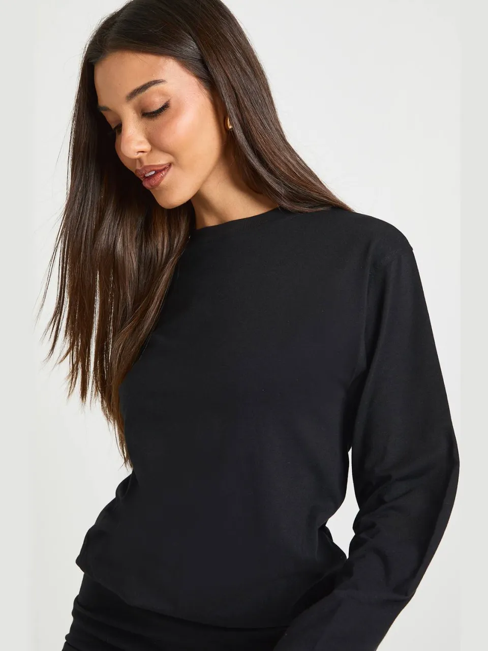 boohoo Dames Gerimpelde Lange Mouw T-shirt Mini Jurk zwart, foto 4