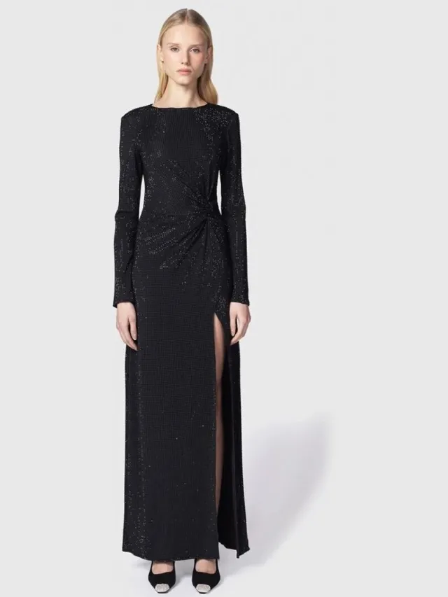 Twenty Fourhaitch Lange Jurk Twenty Fourhaitch ZINAE A0187-NER Zwart