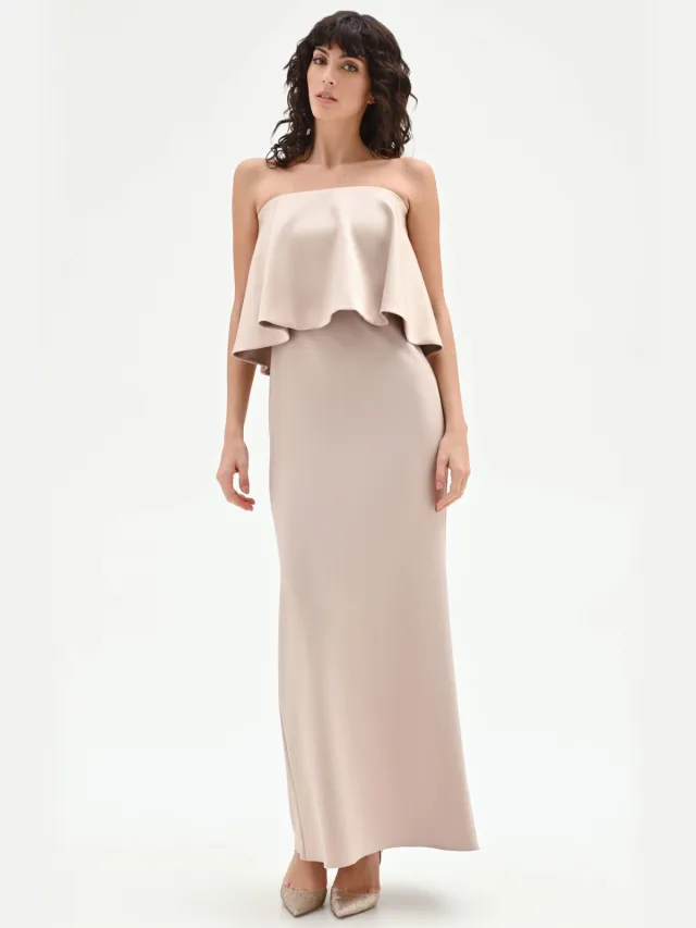 Rinascimento maxi jurk beige
