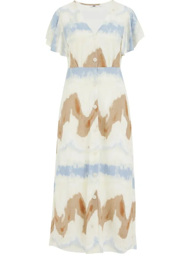 WE Fashion Dames Midi jurk met print Blue